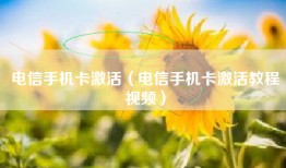 电信手机卡激活（电信手机卡激活教程视频）